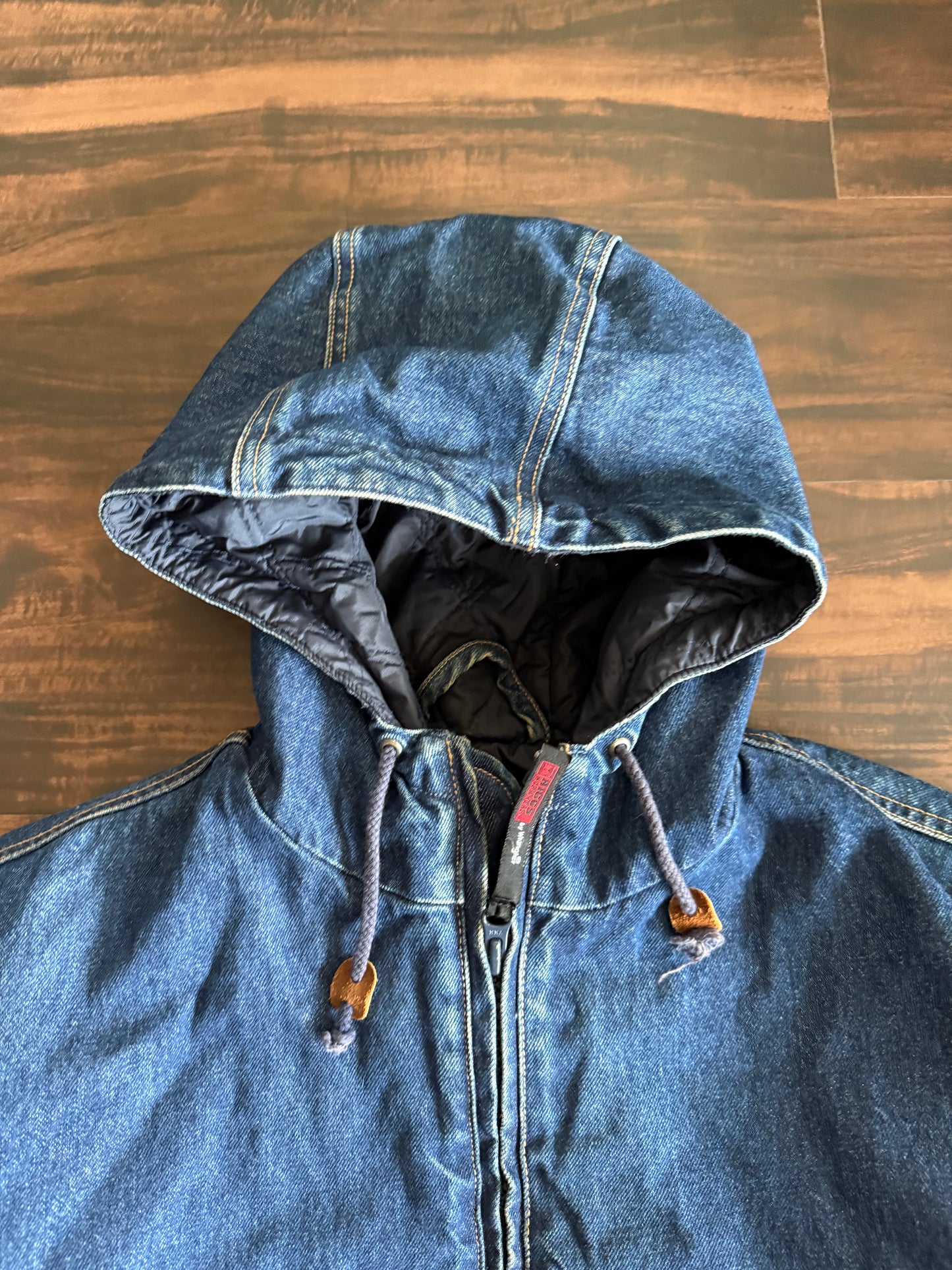 Vintage Wrangler Riggs Workwear Denim Hooded Jacket- XL