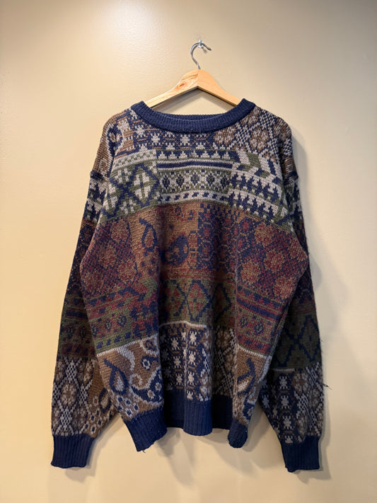 Vintage Sir William Crazy Patterned Knit Sweater- XL