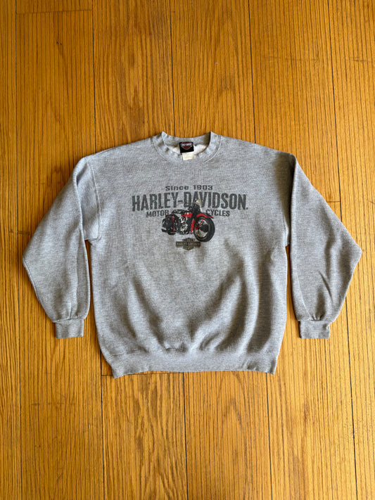Vintage Harley Davidson Motorcycles Most Wanted Gray Crewneck Sweatshirt- L