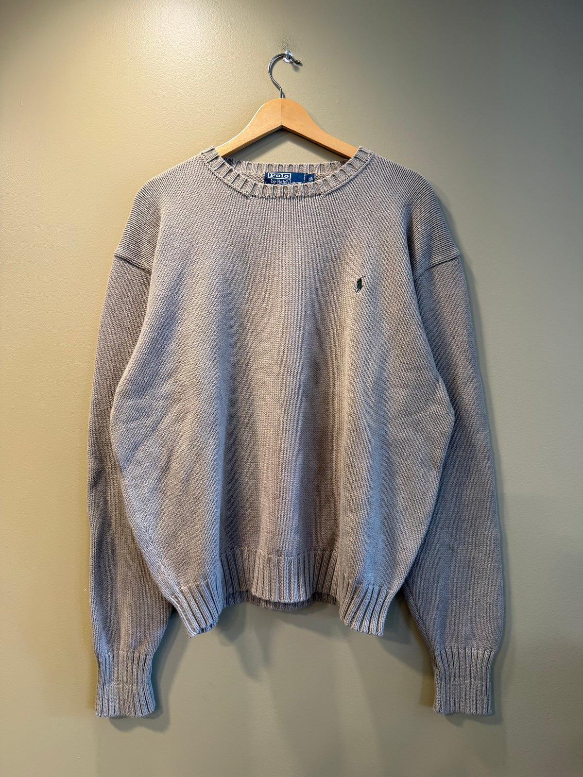 Vintage Polo Ralph Lauren Tan Cotton Knit Sweater- XL