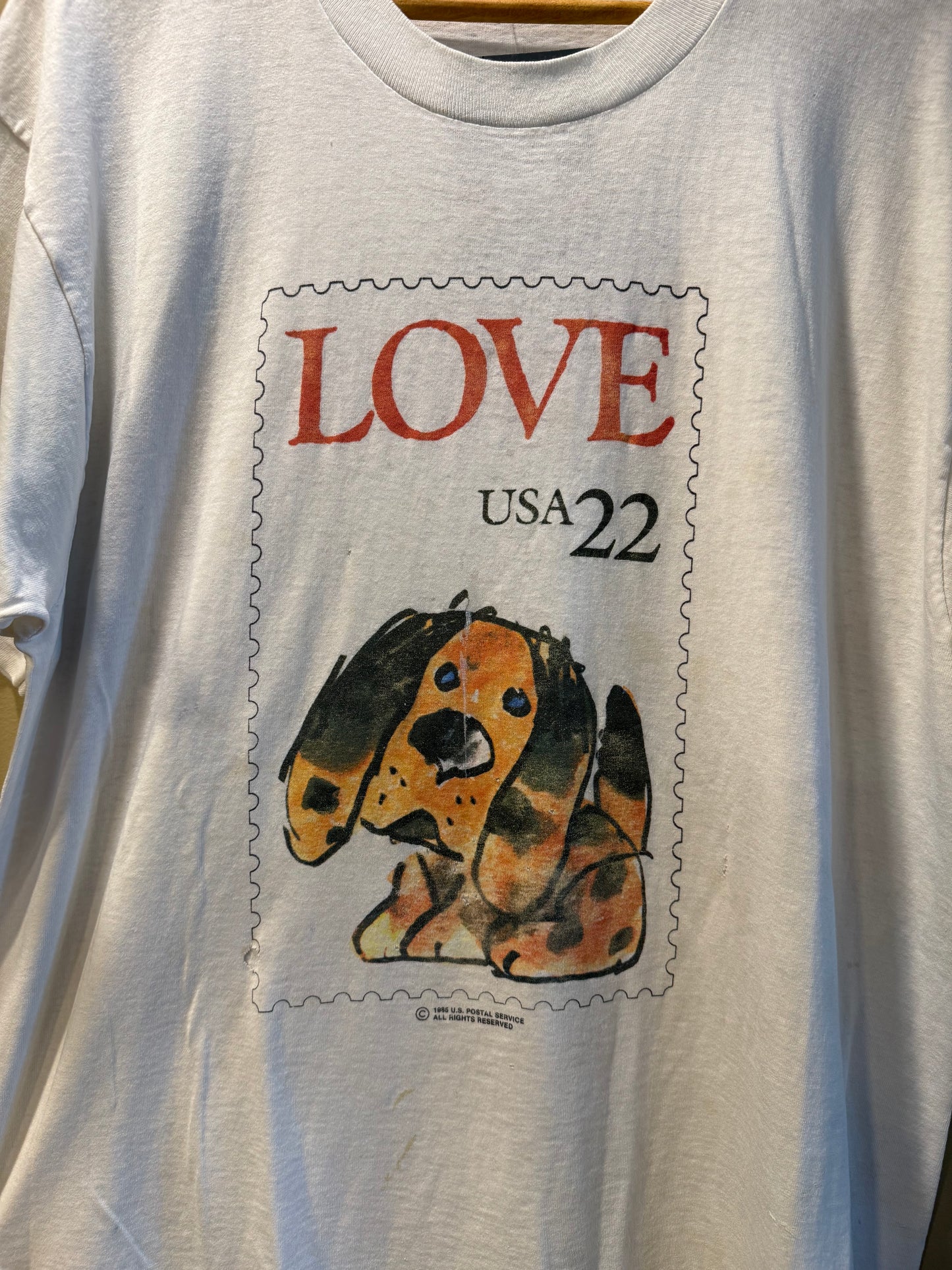 Vintage Love Dog Stamp T-Shirt- XL