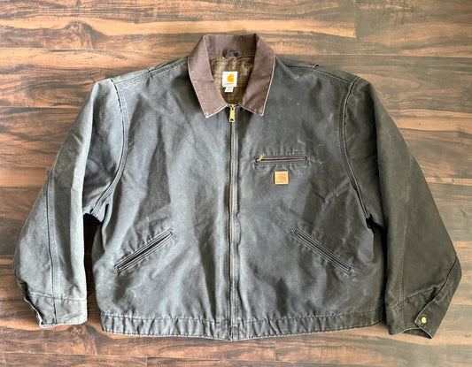 Vintage Carhartt Black Flannel Lined Detroit Jacket Size XXL