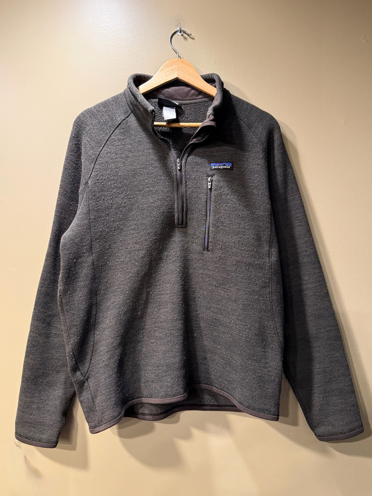 Vintage Patagonia Brown Quarter-Zip Fleece-Lined Pullover - M