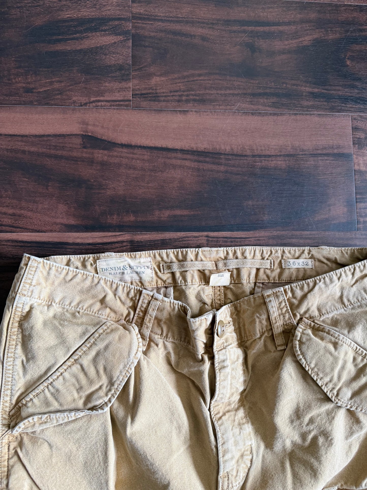 Vintage Ralph Lauren Denim & Supply Tan Cotton Canvas Cargo Pants- 36x32