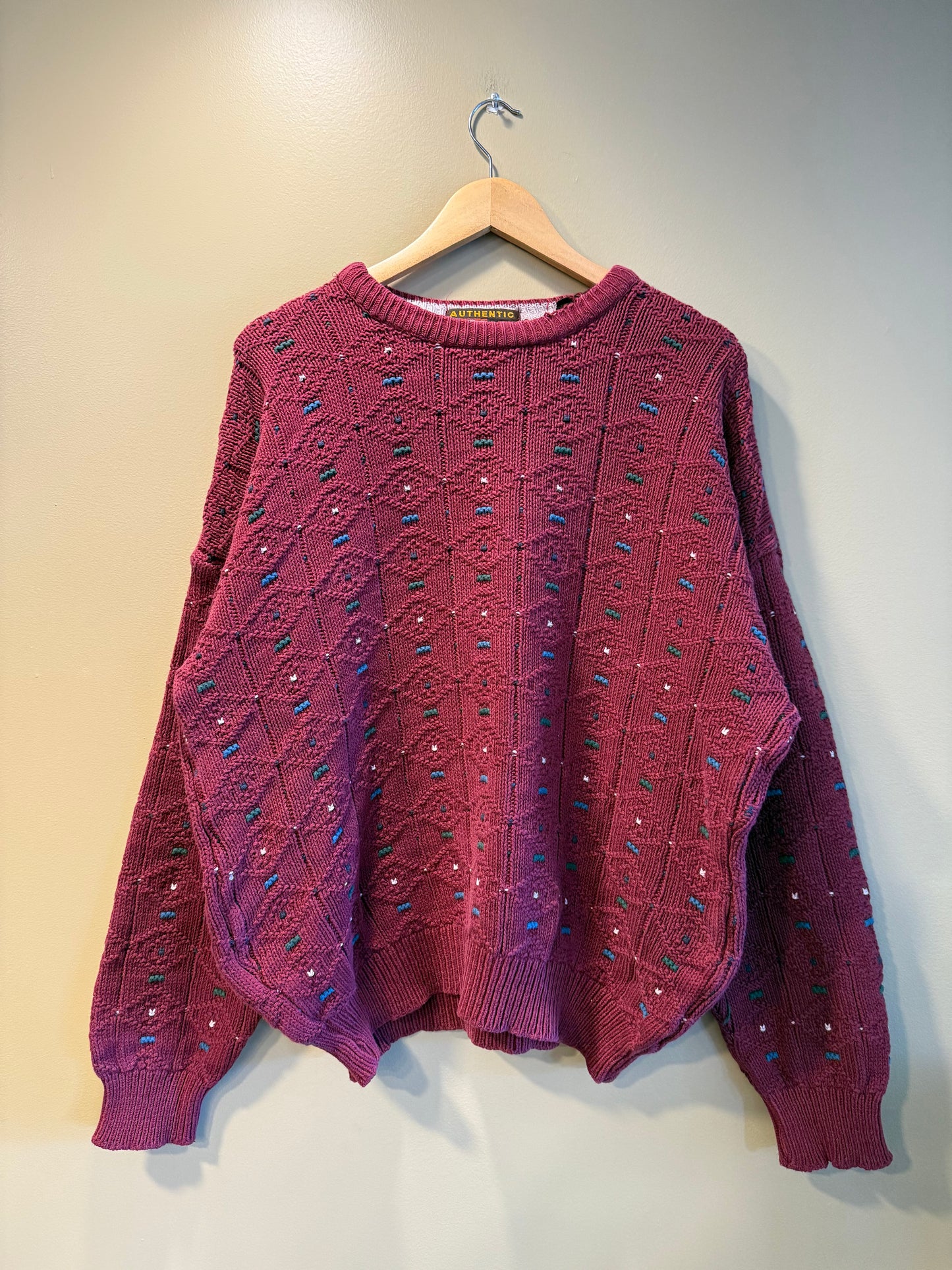 Vintage Authentic Issue Red Speckle Knit Sweater- XL