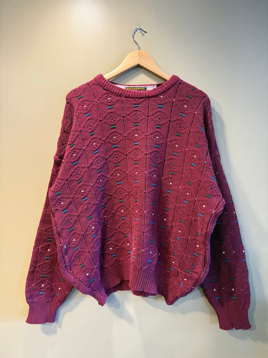 Vintage Authentic Issue Red Speckle Knit Sweater- XL