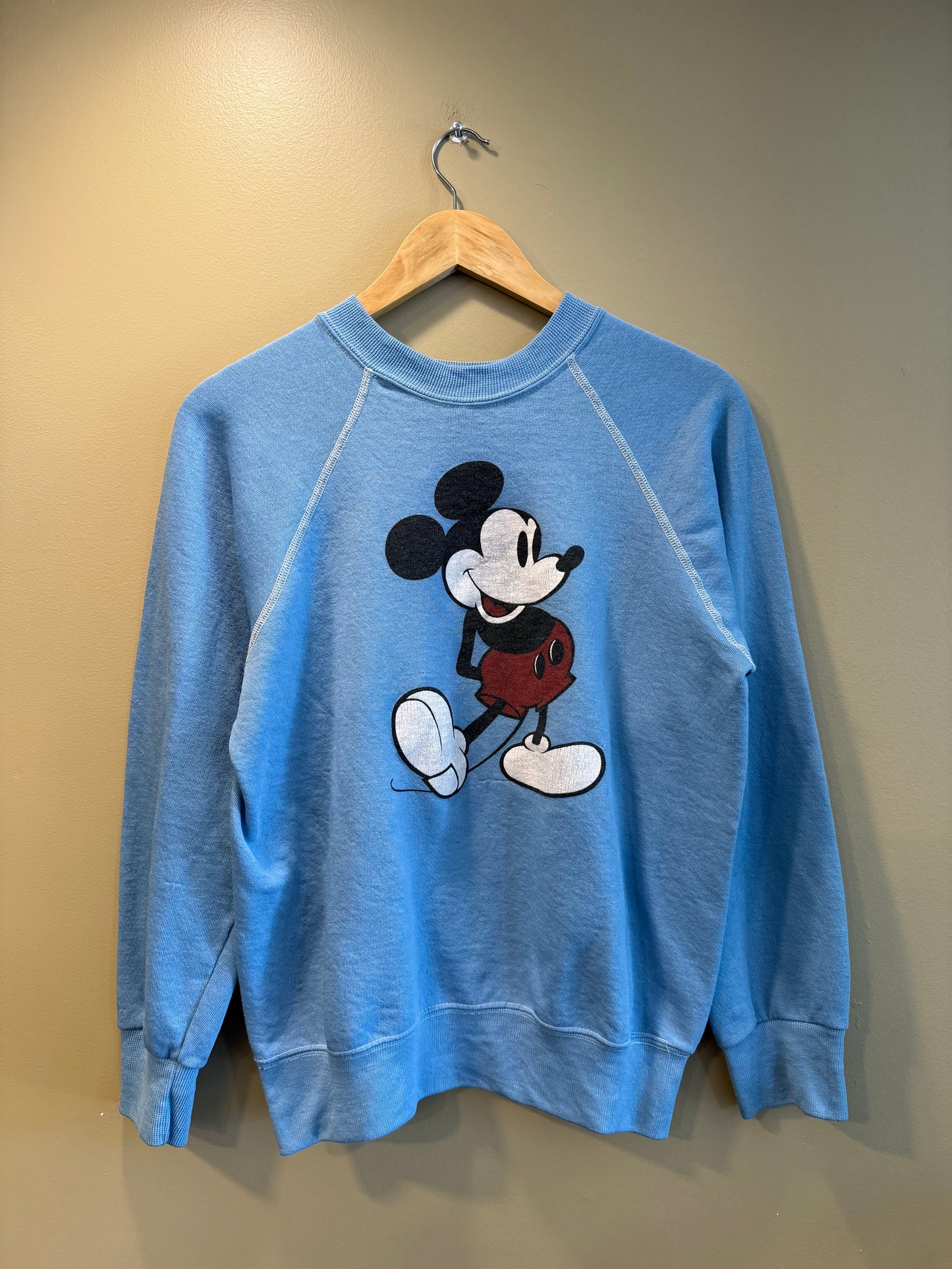 Vintage 80s Disney Mickey Mouse Blue Raglan Crewneck Sweatshirt- S