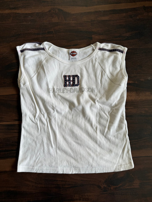 Vintage Women’s Harley Davidson Motorcycles Stud Embellished Tank Top- XL