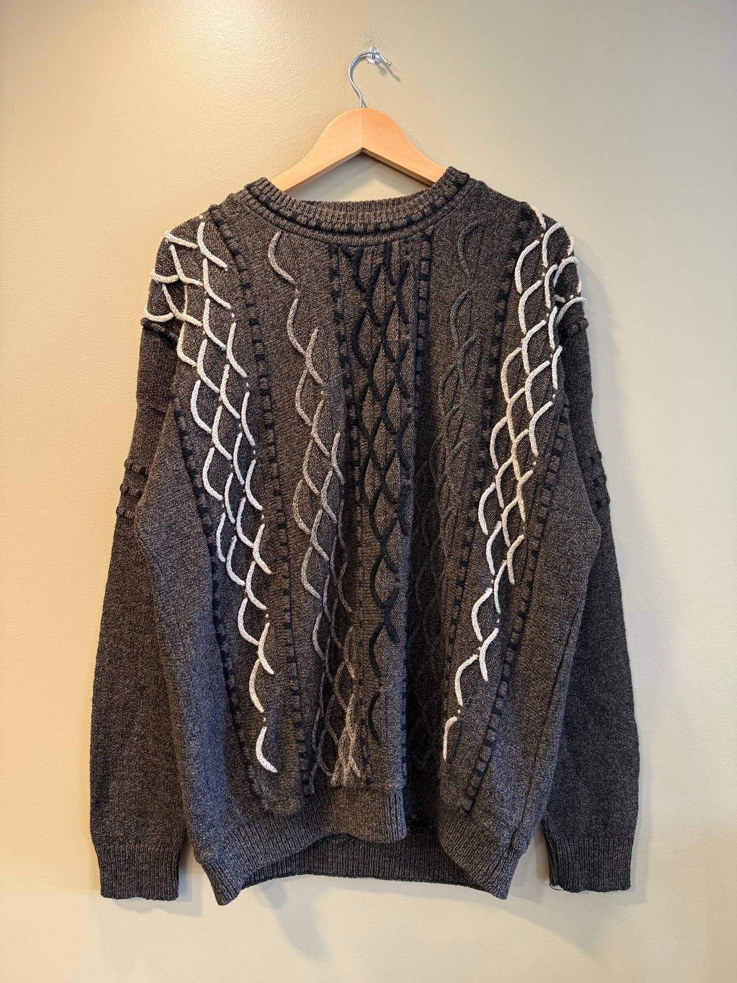 Vintage Protege 3D Knit Brown Sweater- XL