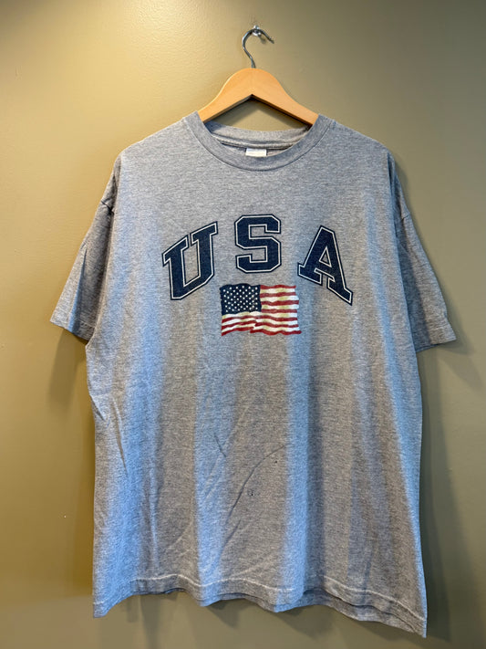 Vintage USA Flag Gray T-Shirt- XL