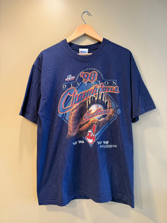 Vintage Cleveland Indians Navy Blue 1998 Division Champions T-Shirt- L