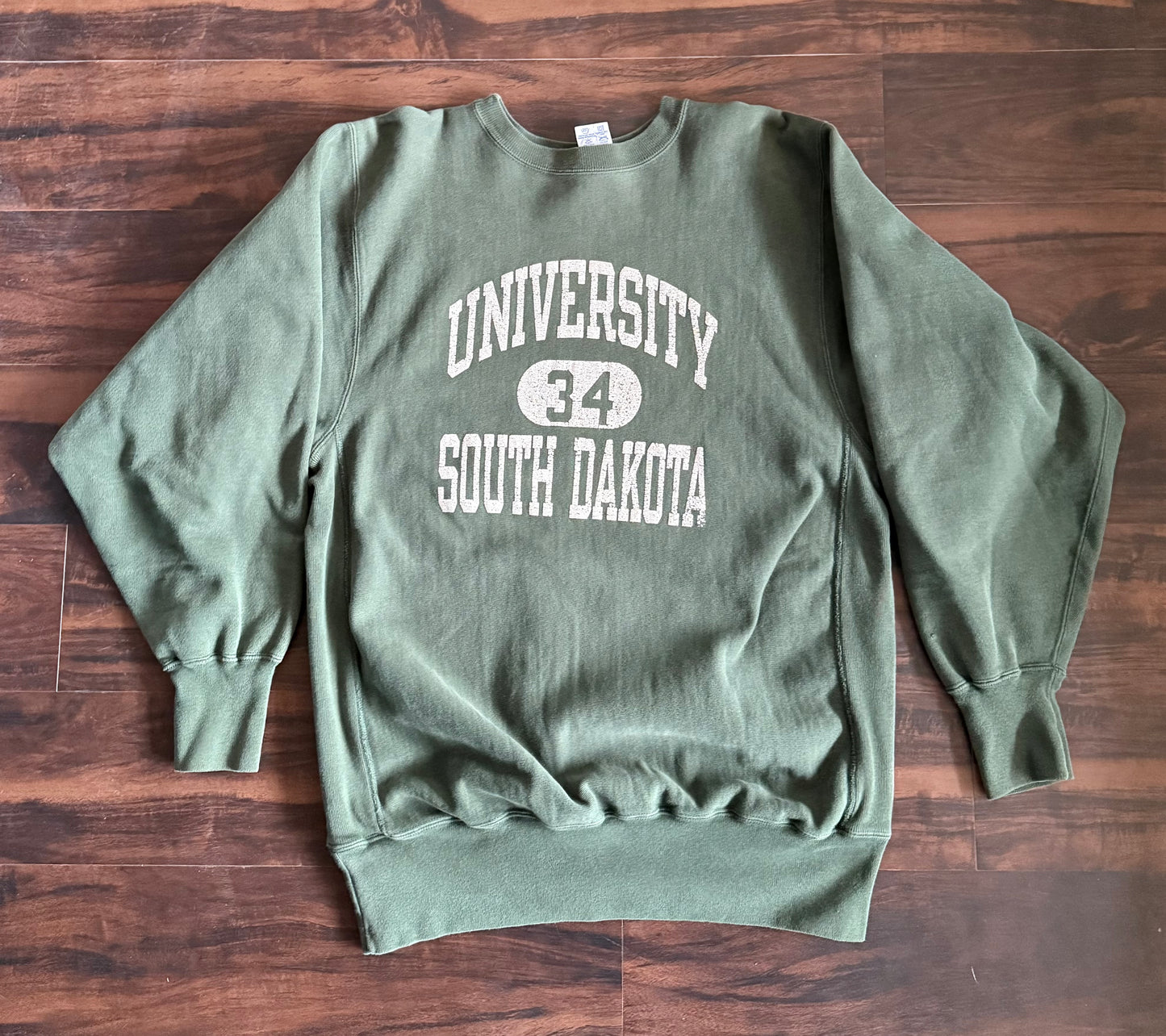 Vintage Champion Reverse Weave University of South Dakota Green Crewneck Sweatshirt- L