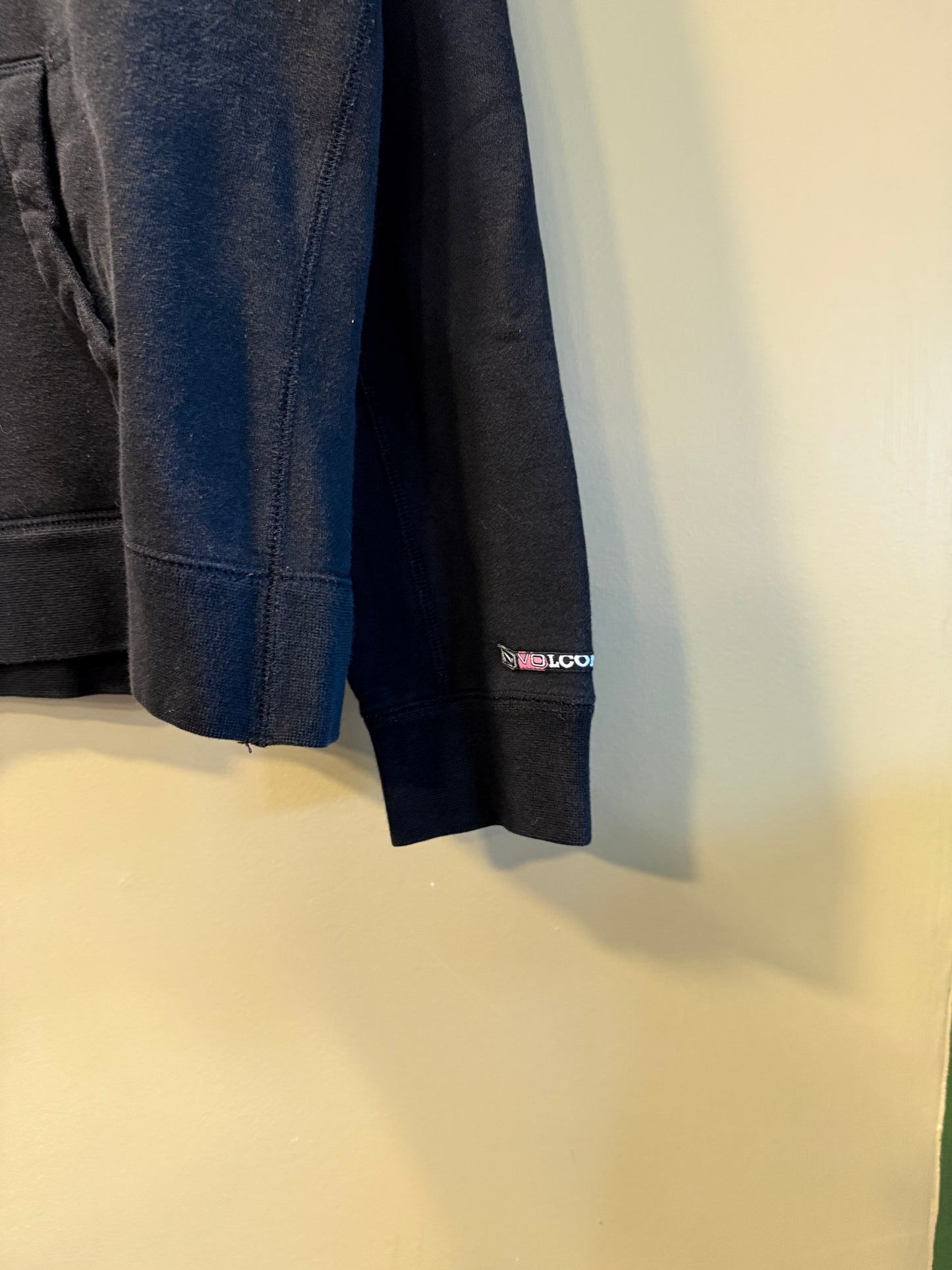 Vintage Volcom Pink & Blue Embroidered Hoodie Sweatshirt- M