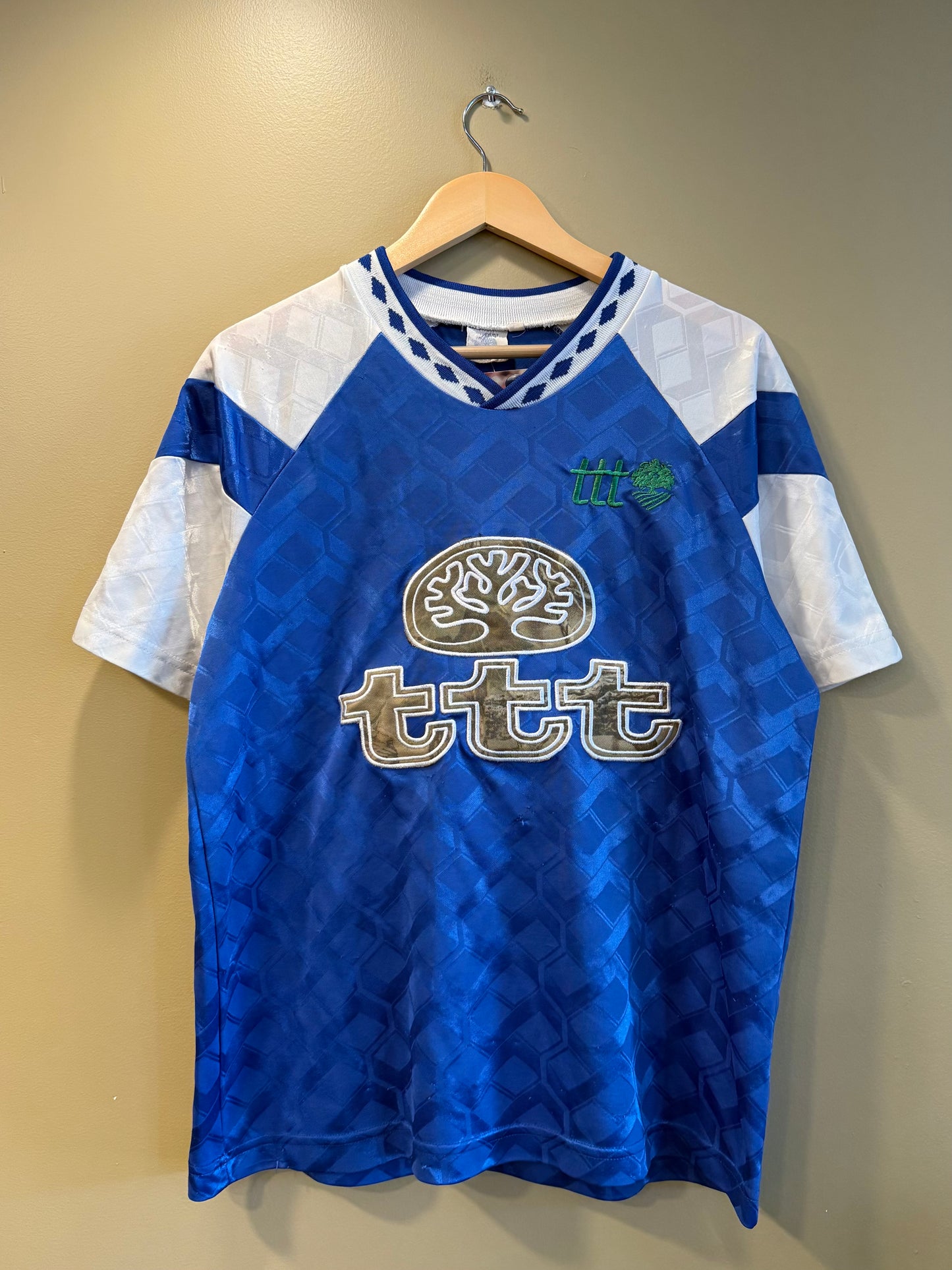 TTT Blue Diamond Collared Football Soccer Jersey- L