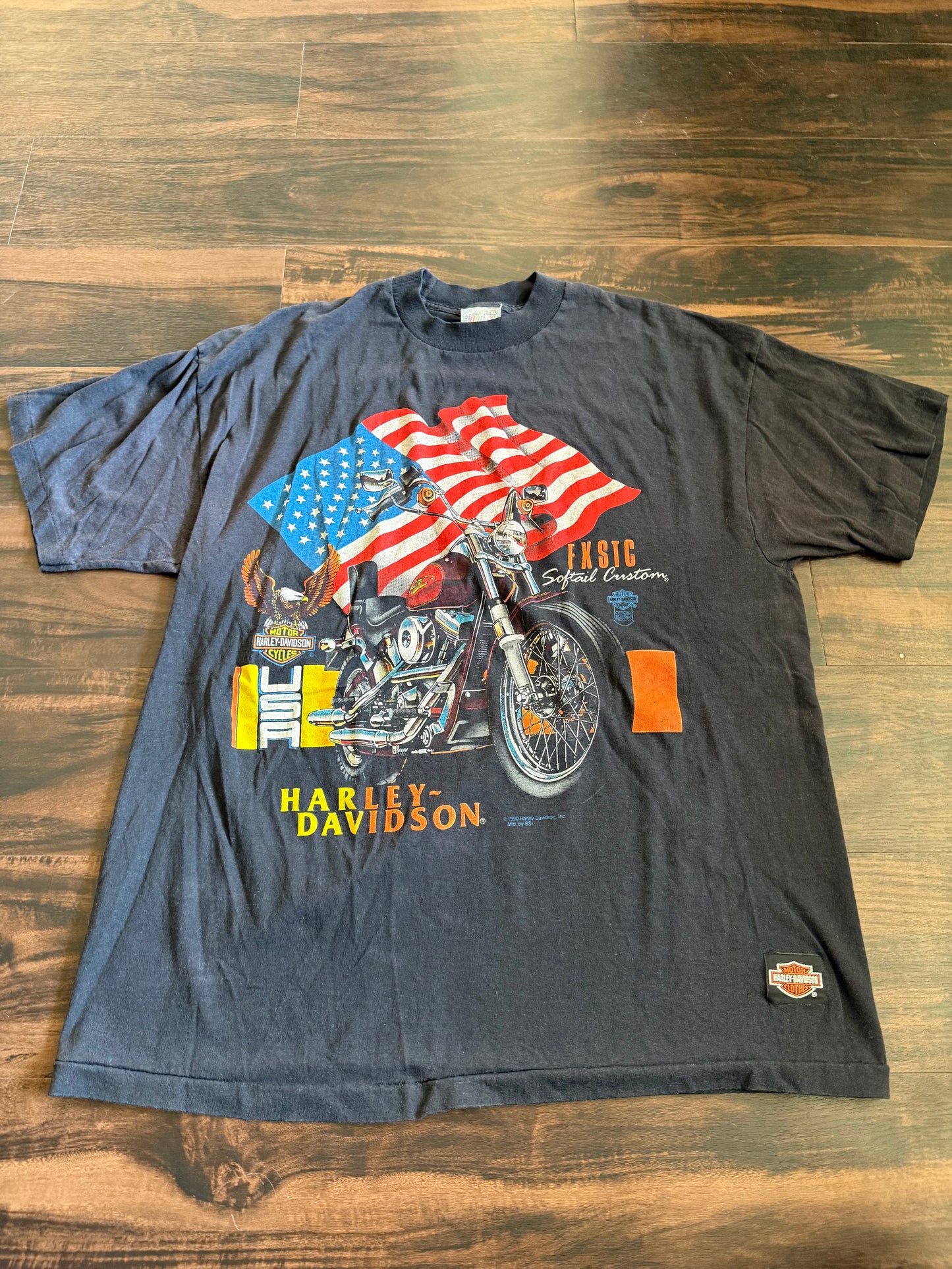 Vintage Harley Davidson USA American Flag T-Shirt- L
