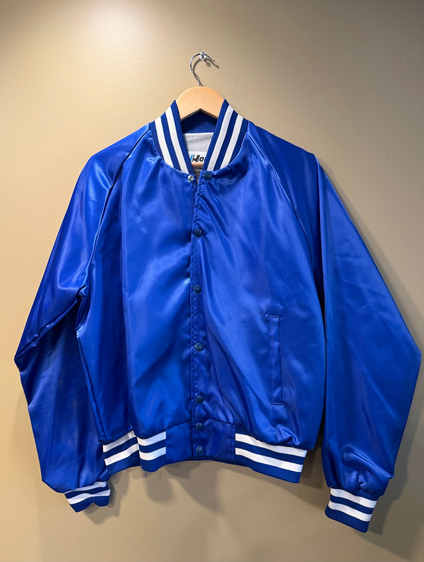 Vintage Chevrolet The Heartbeat of America Blue Satin Jacket- L