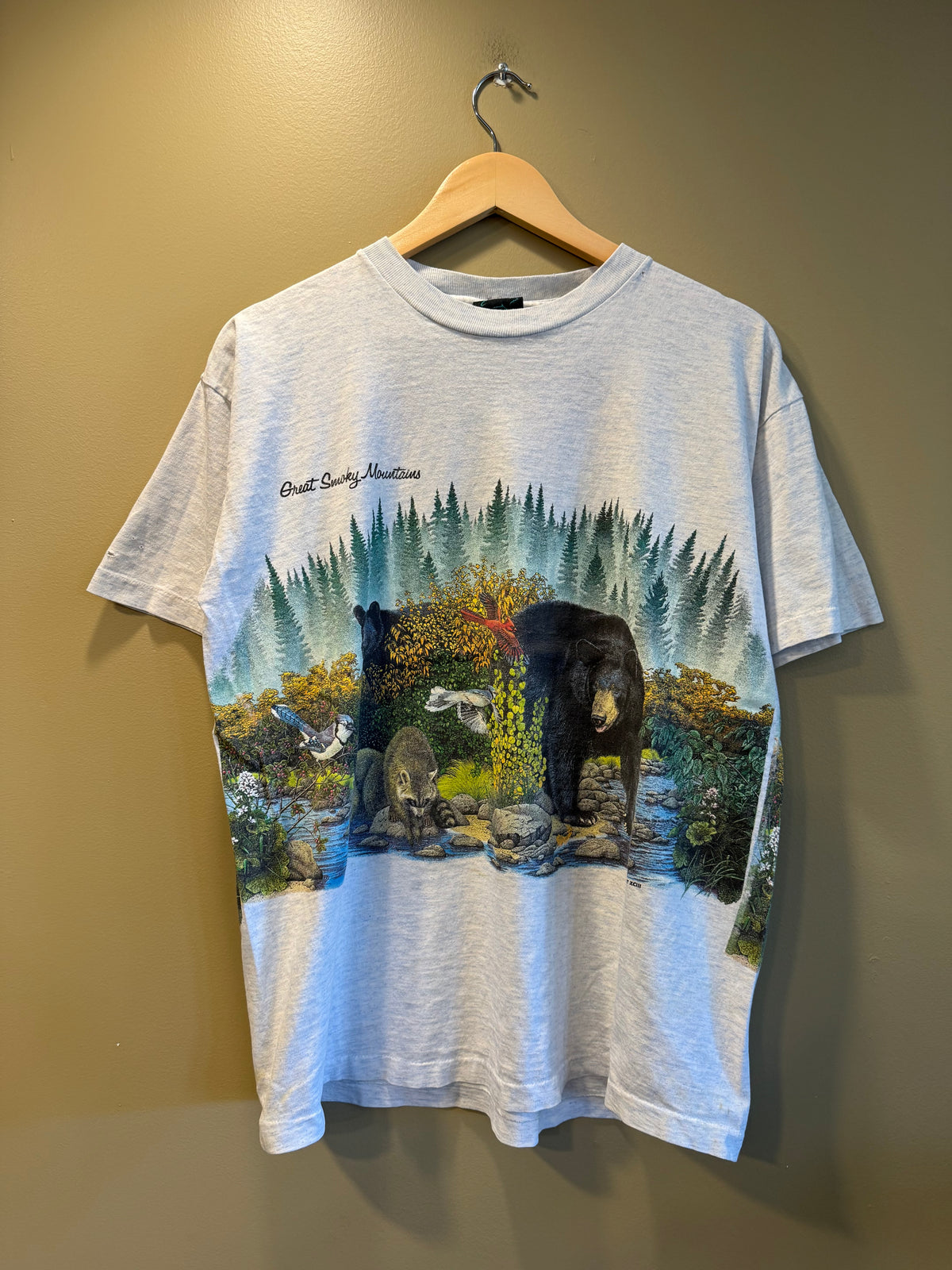 Vintage Great Smoky Mountains Black Bears Nature T-Shirt- L