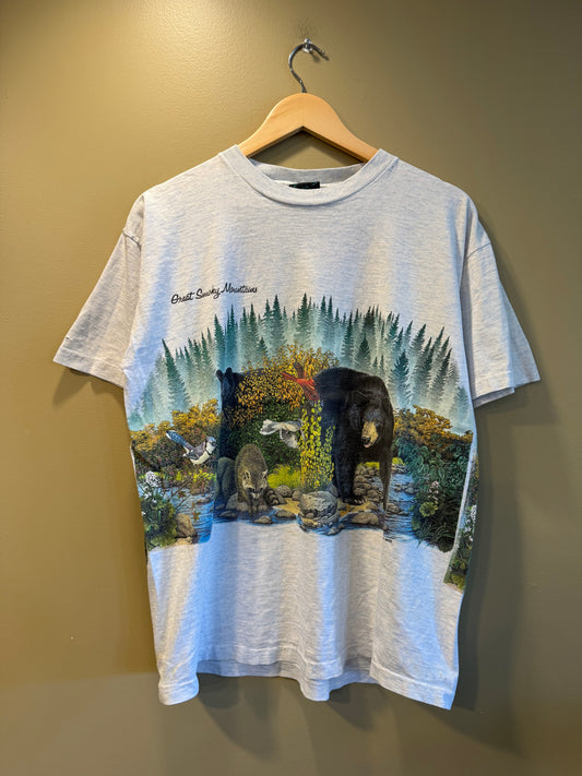 Vintage Great Smoky Mountains Black Bears Nature T-Shirt- L