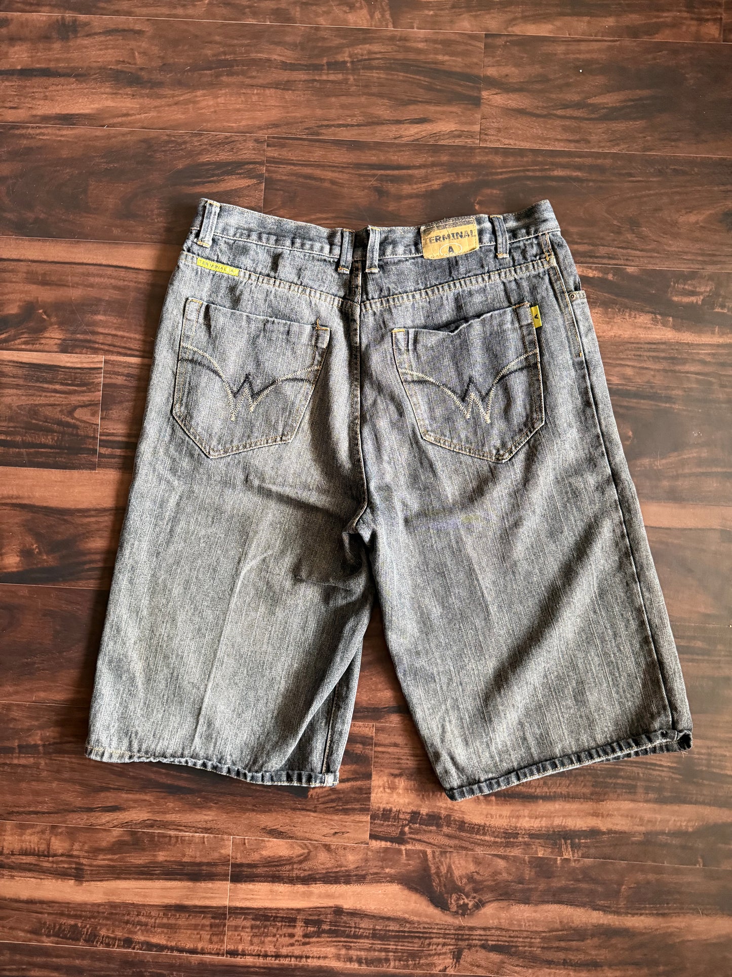 Vintage Y2K Terminal Dark Gray Denim Jean Shorts- 38
