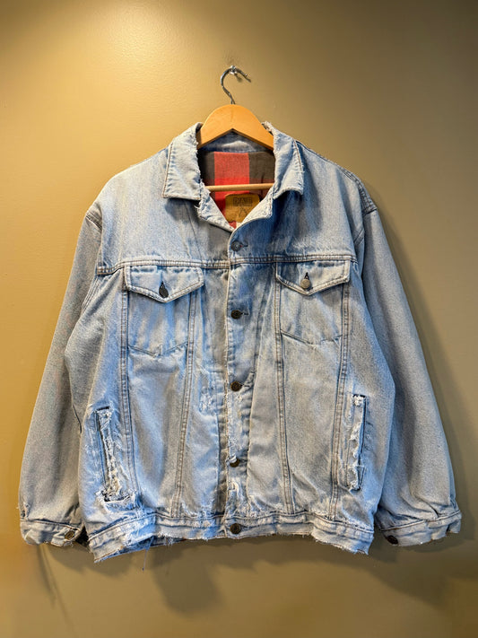 Vintage Gap Flannel Lined Light Wash Denim Jacket- XL