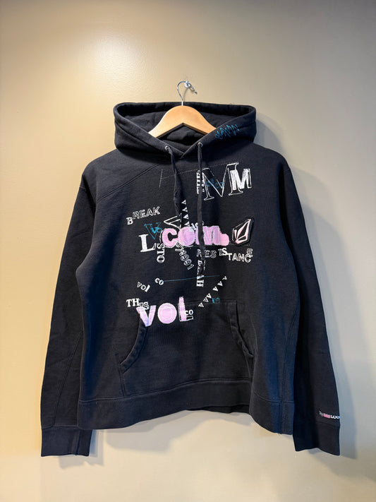 Vintage Volcom Pink & Blue Embroidered Hoodie Sweatshirt- M