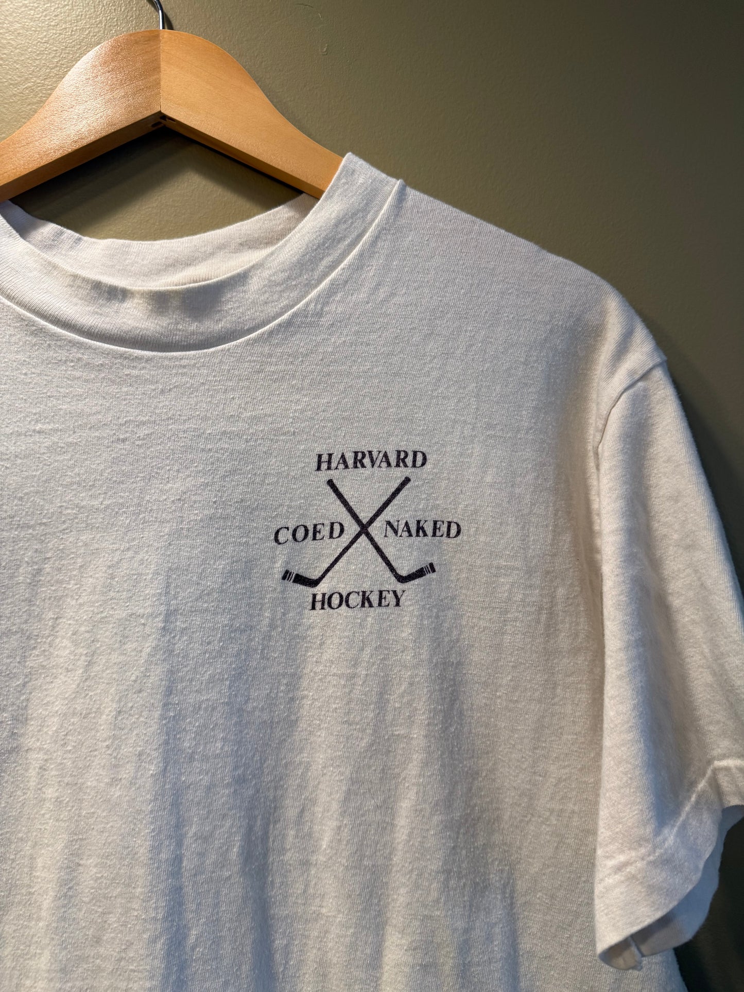 Vintage Harvard Co-Ed Naked Hockey T-Shirt- L