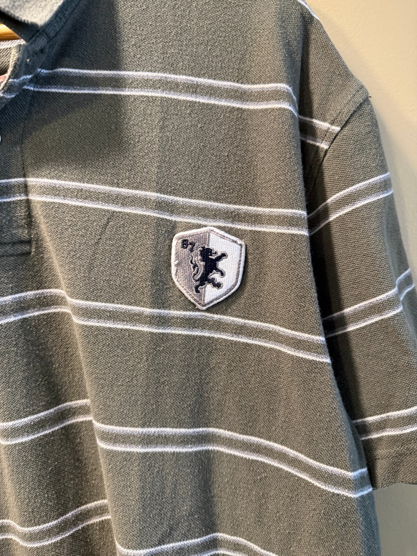 Vintage Y2K Aeropostale Green Striped Polo Shirt- XL