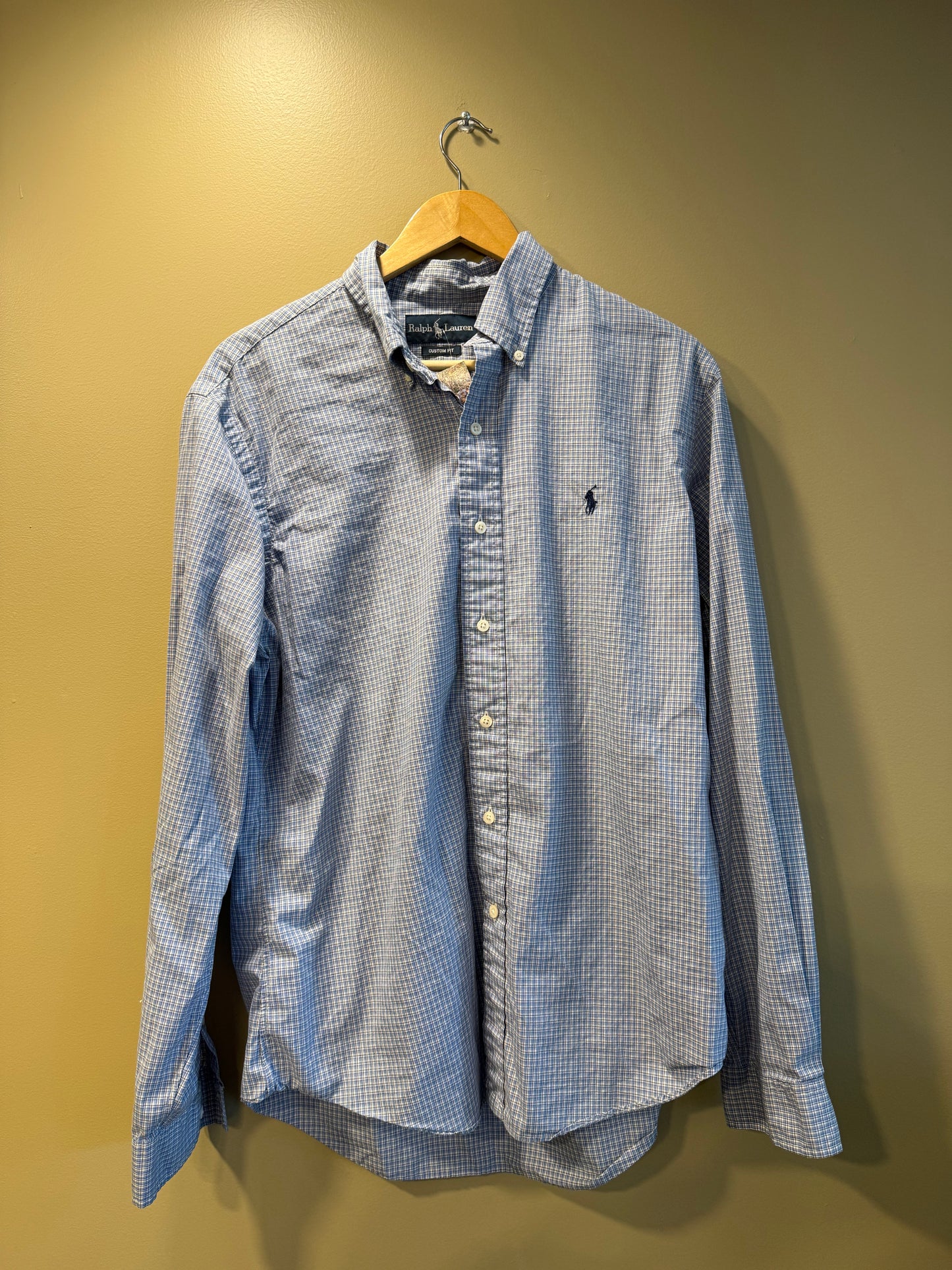 Vintage Polo Ralph Lauren Blue Checkered Button-Up Shirt- L