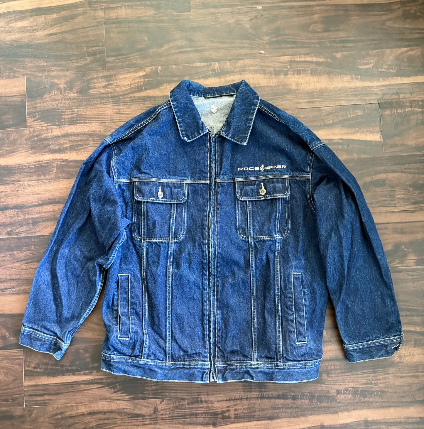 Vintage Rocawear Zip-Up Dark Wash Denim Trucker Jacket- XXL