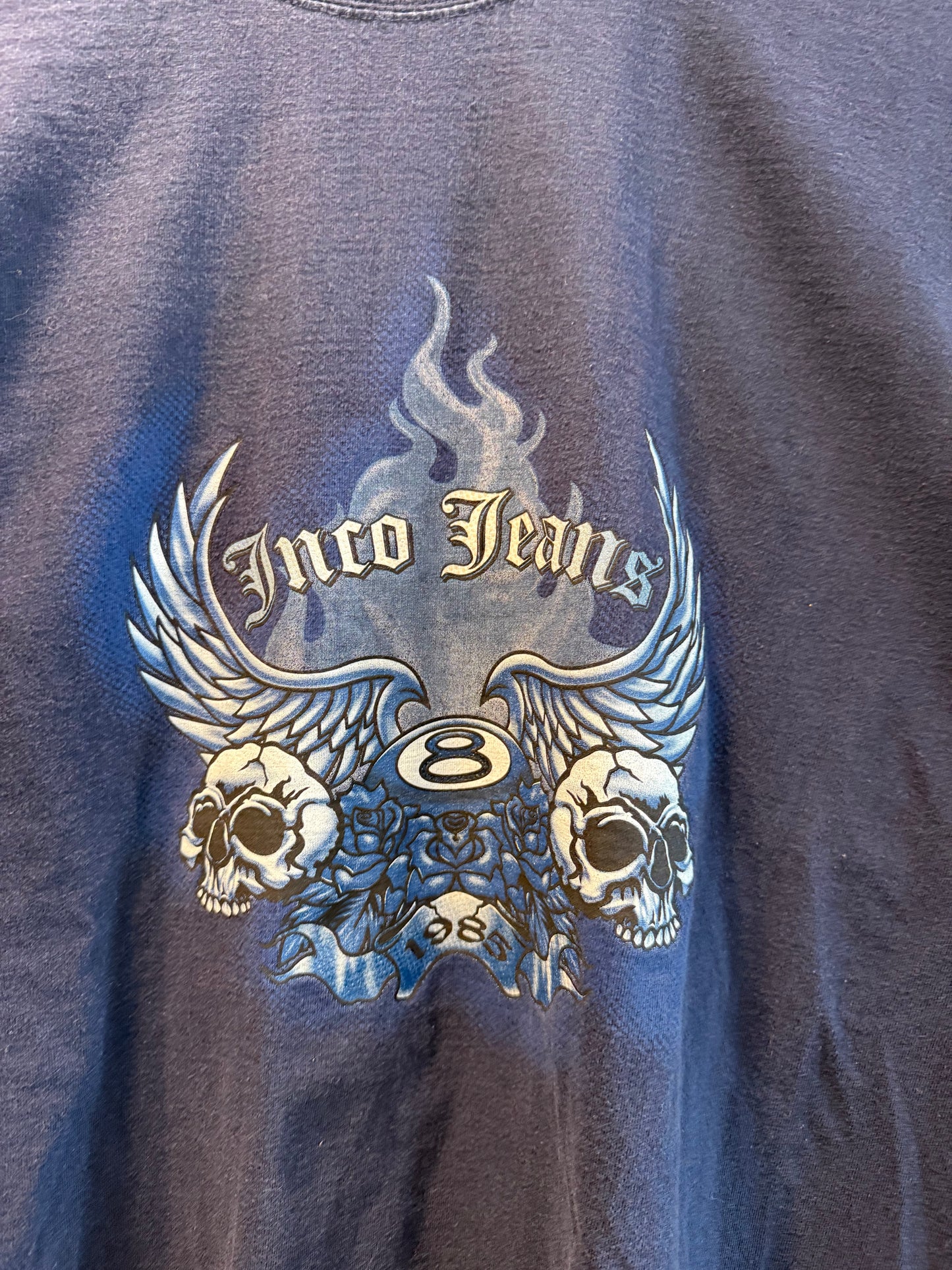 Vintage JNCO Blue Skull 8 Ball T-Shirt- L
