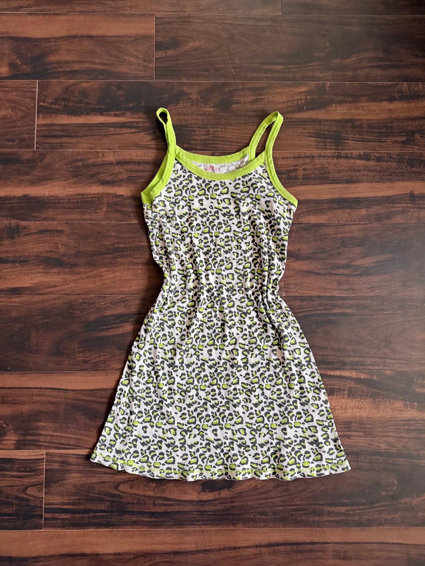 Vintage Y2K Leopard Print Neon Green Sleep Wear Top- S