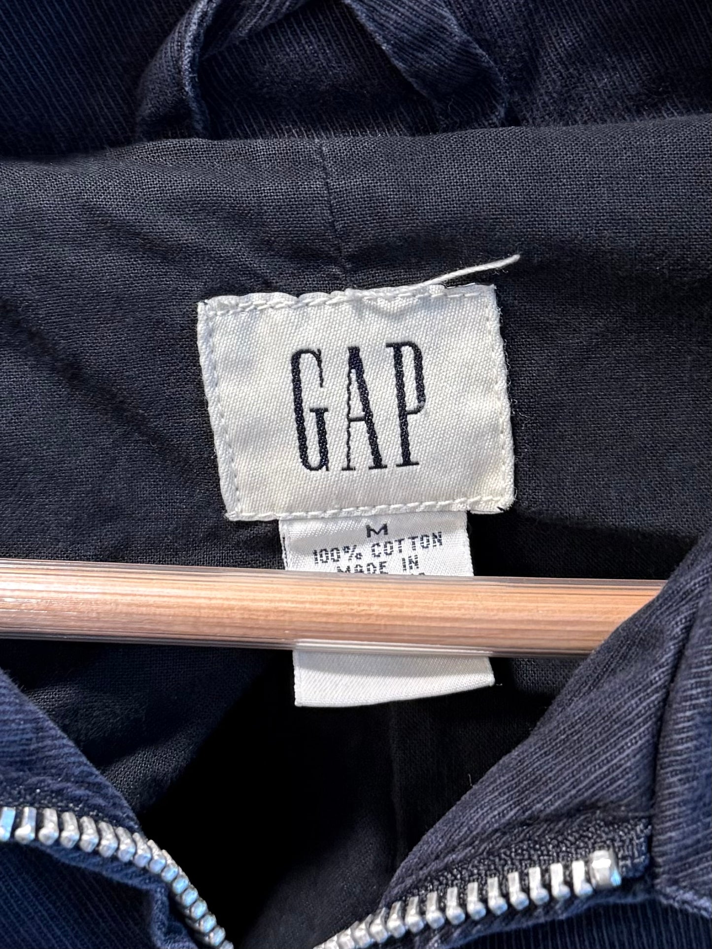 Vintage Gap Black Cotton Zip-Up Harrington Jacket- M