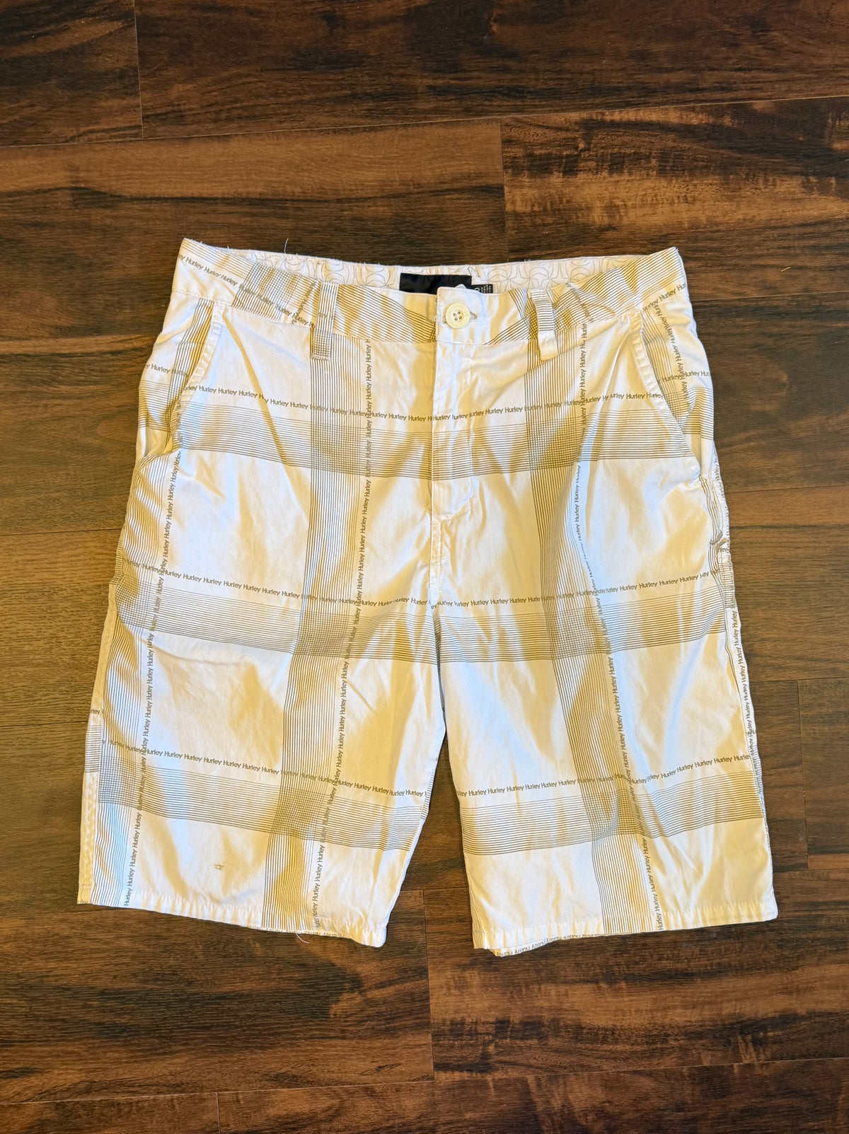 Vintage Hurley Checkered White Board Shorts- 30