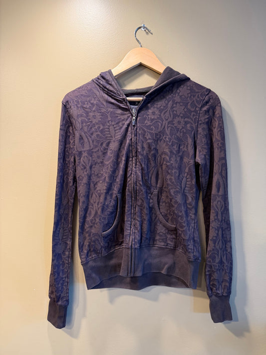 Vintage Y2K Forever 21 Brown Flower Zip-Up Hoodie- M