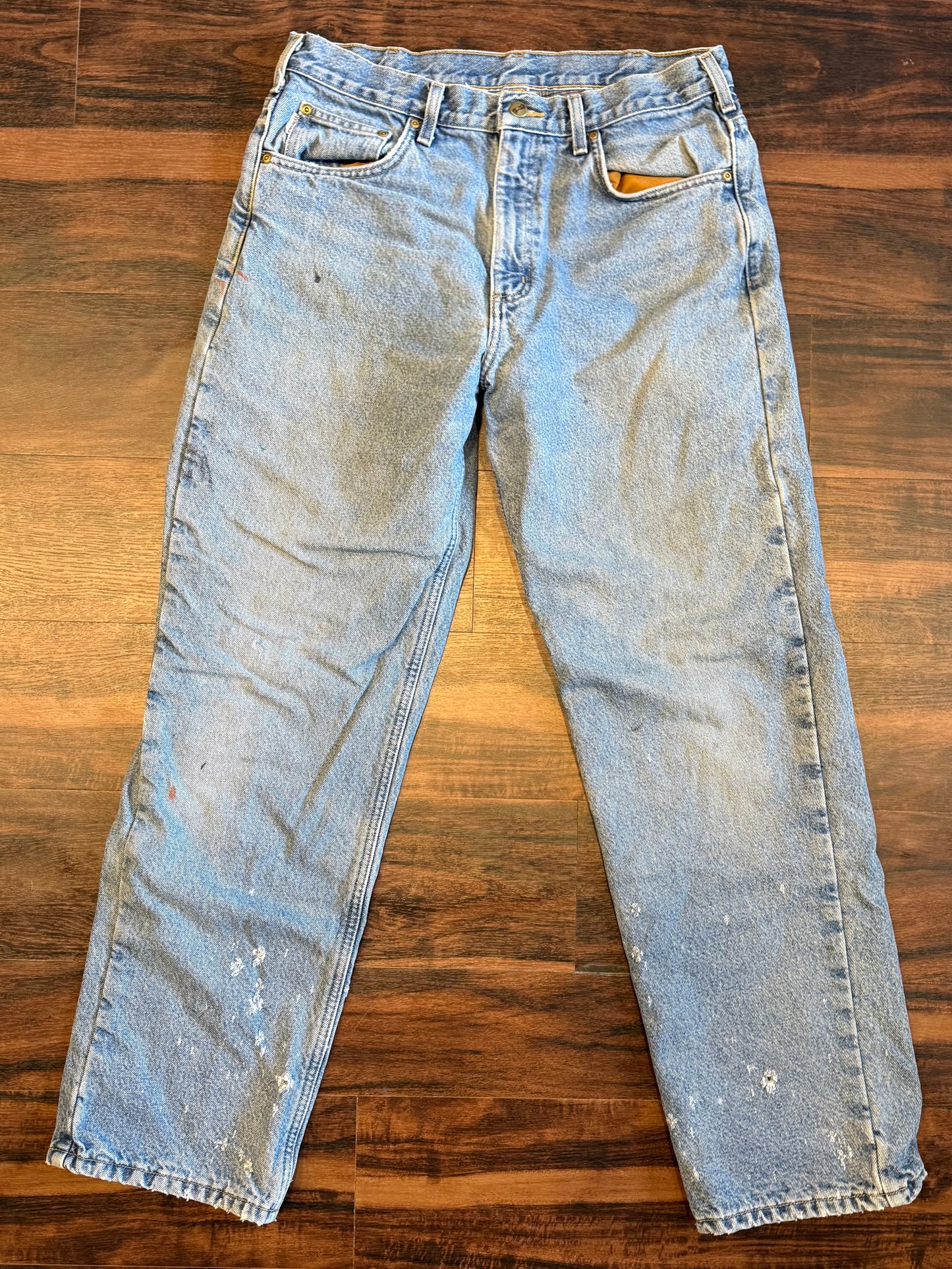 Vintage Carhartt Light Wash Distressed Flannel-Lined Jeans- 32x32