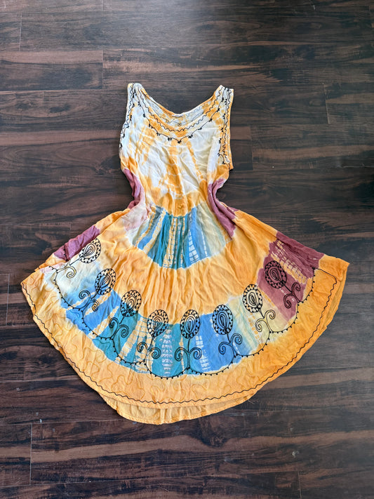 Vintage Flowy Boho Colorful Dress- M/L