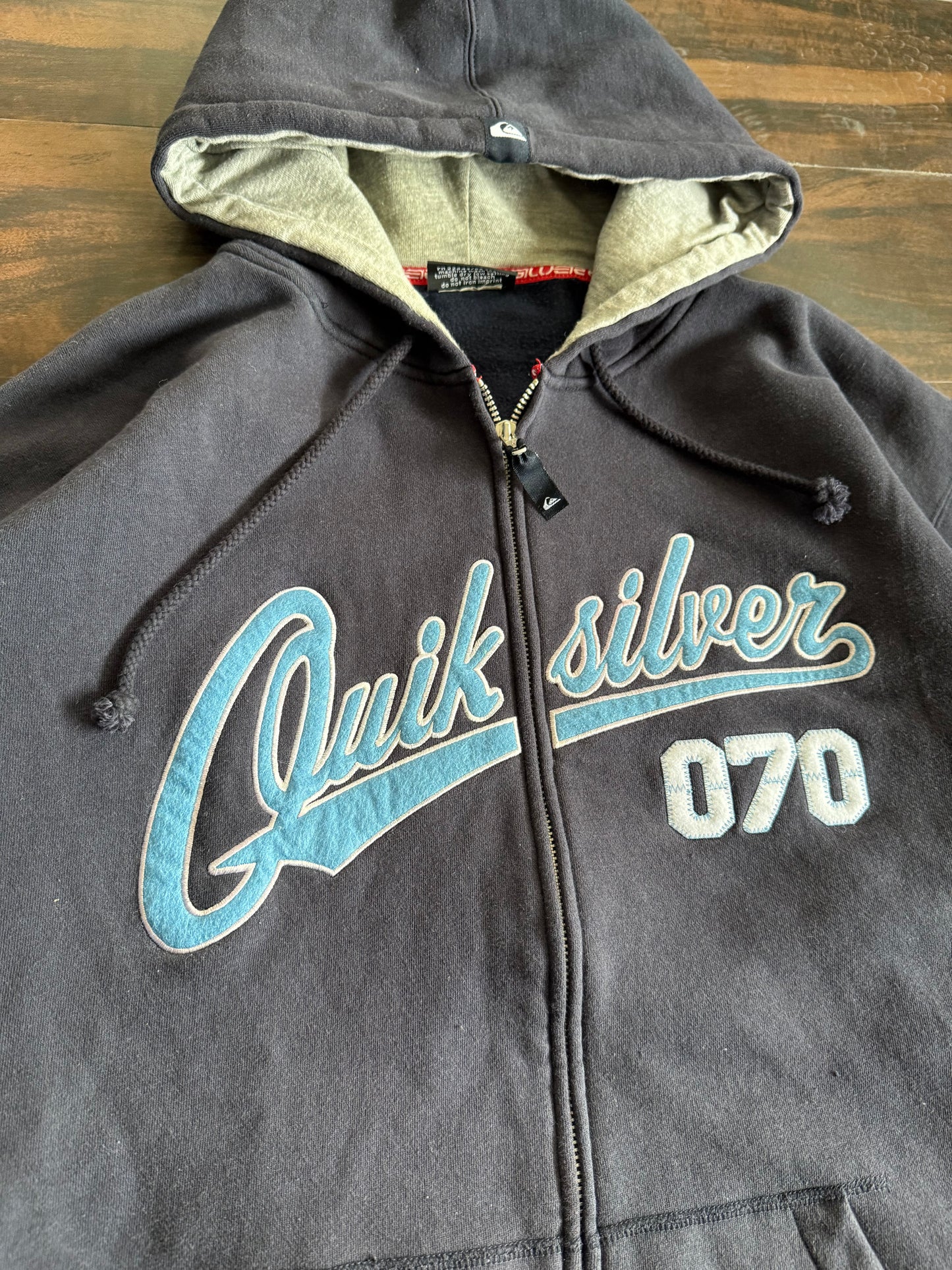 Vintage Y2K QuikSilver Navy Blue Surfwear Hoodie Sweatshirt- XL