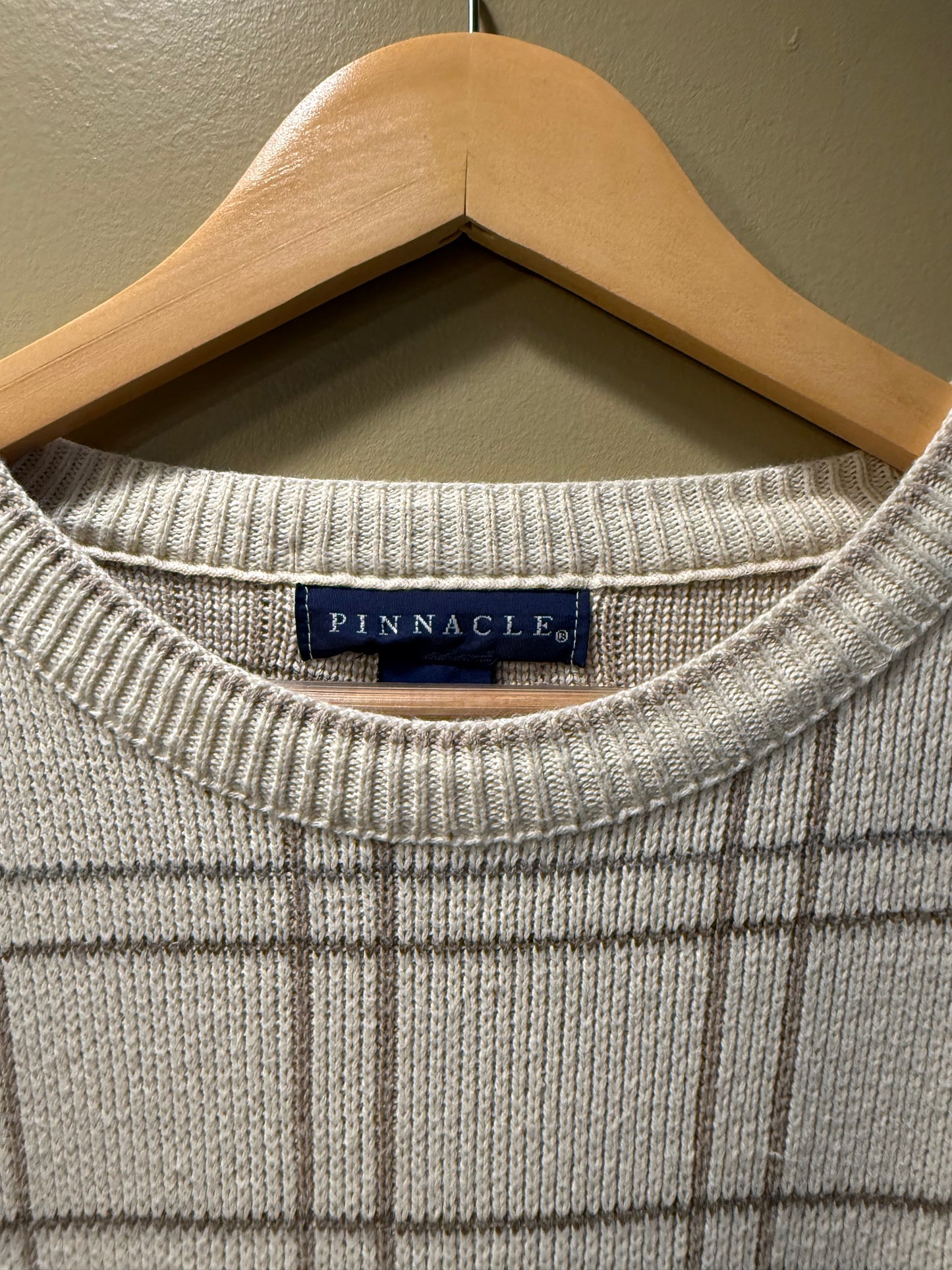 Vintage Checkered White Golf Sweater- L