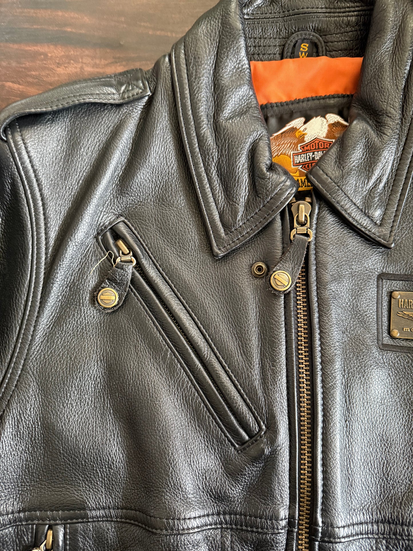 Vintage Harley Davidson Women’s Leather Motorcycle Biker Jacket- S