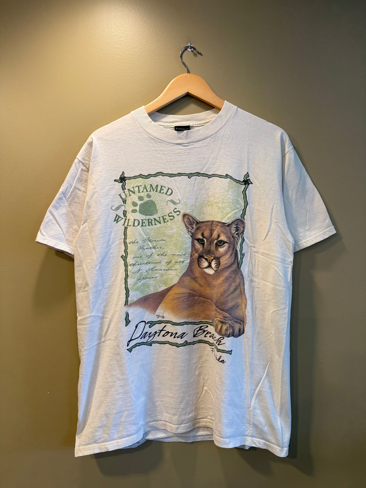 Vintage Florida Panther Untamed Wilderness Daytona Beach Nature T-Shirt- L