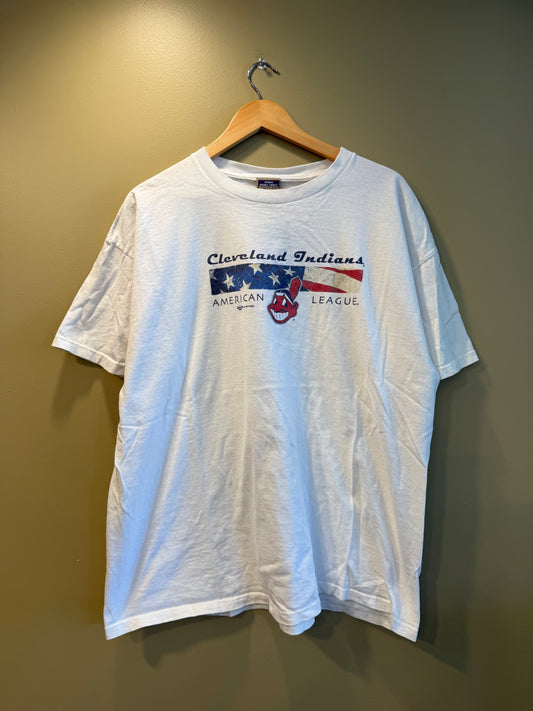 Vintage Cleveland Indians White American League Distressed T-Shirt- XL