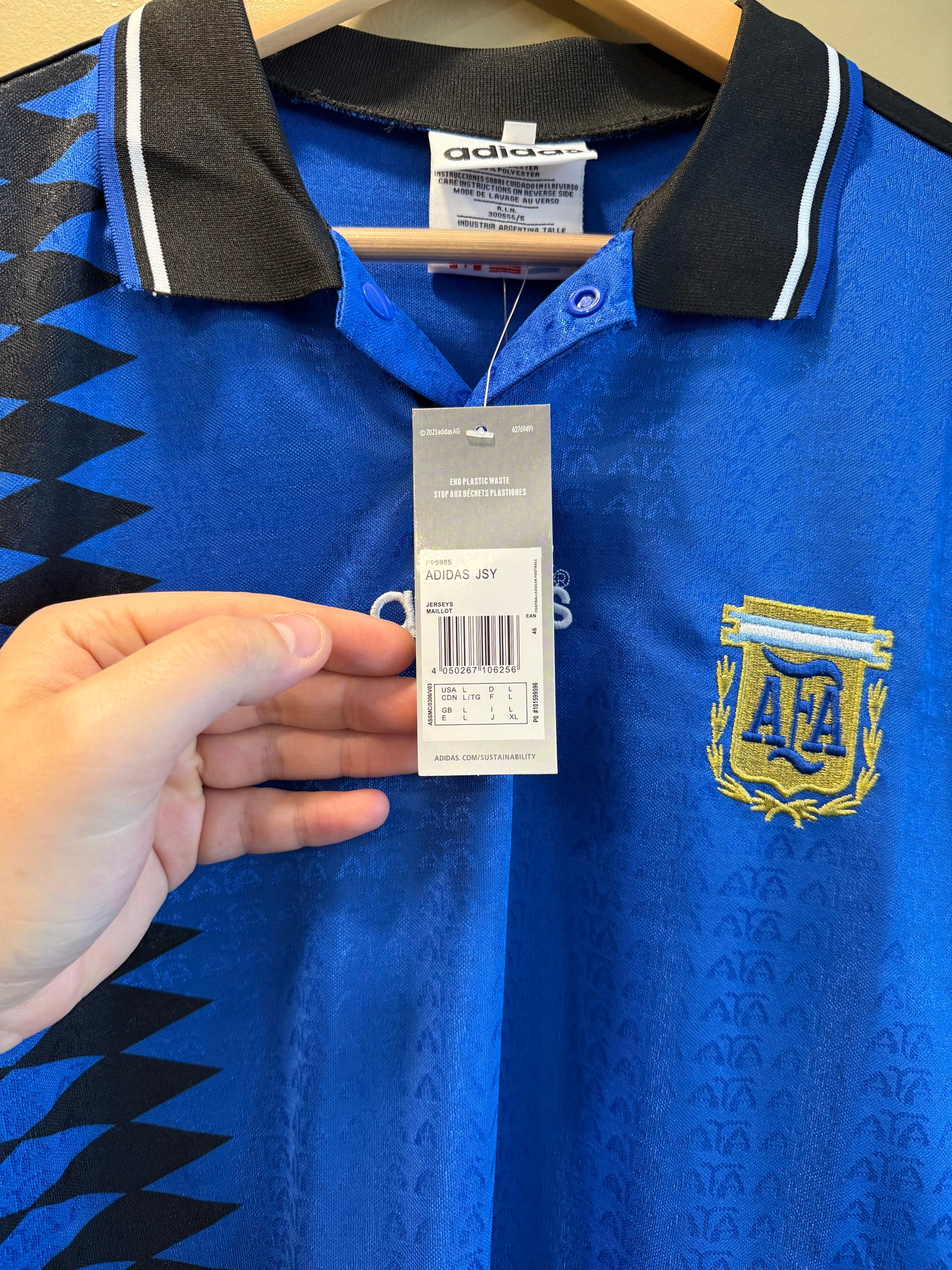 Vintage Remake Adidas Argentina World Cup 94 Away Jersey- L