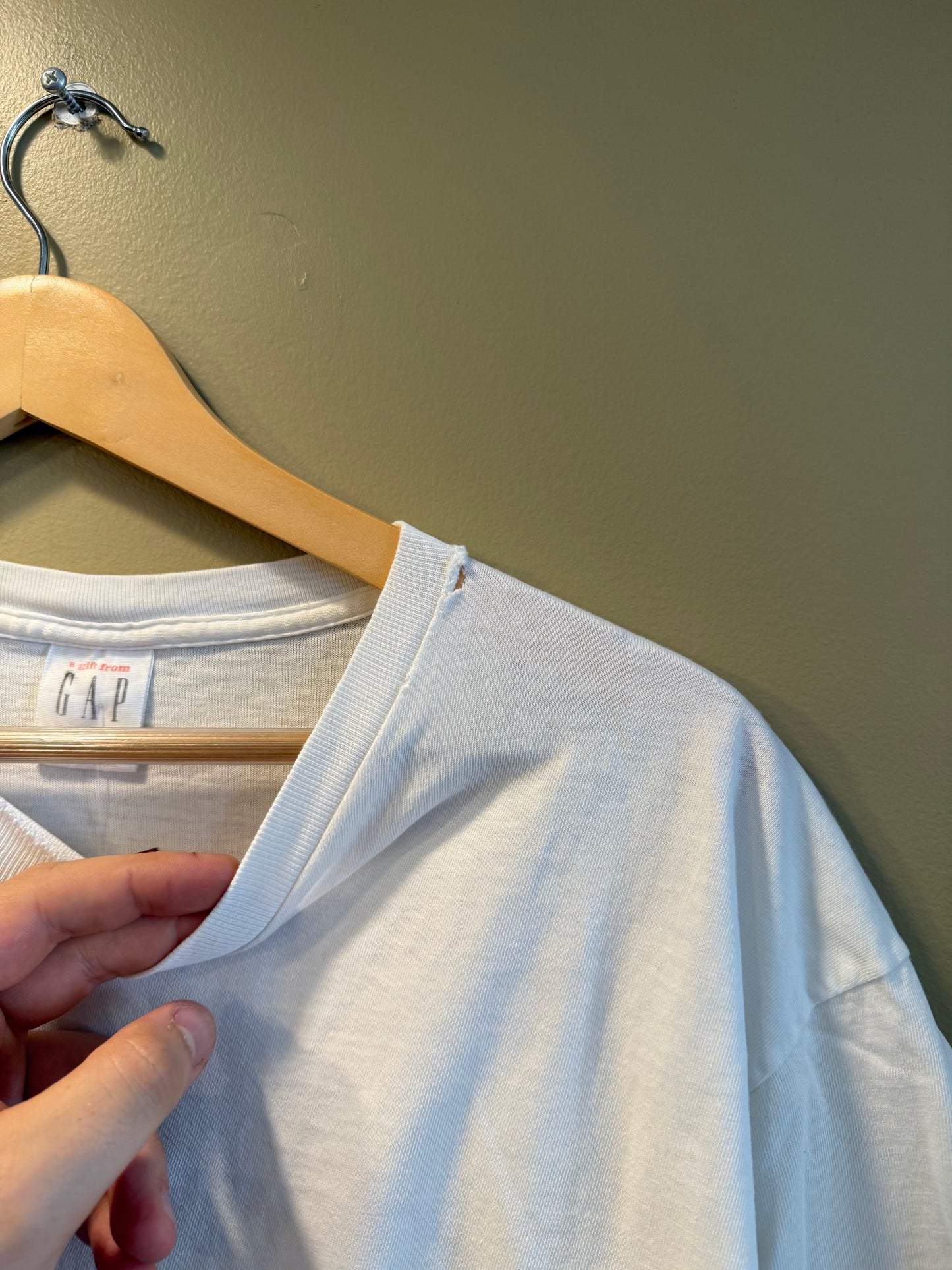 Vintage Gap White Slub Boxy T-Shirt- L
