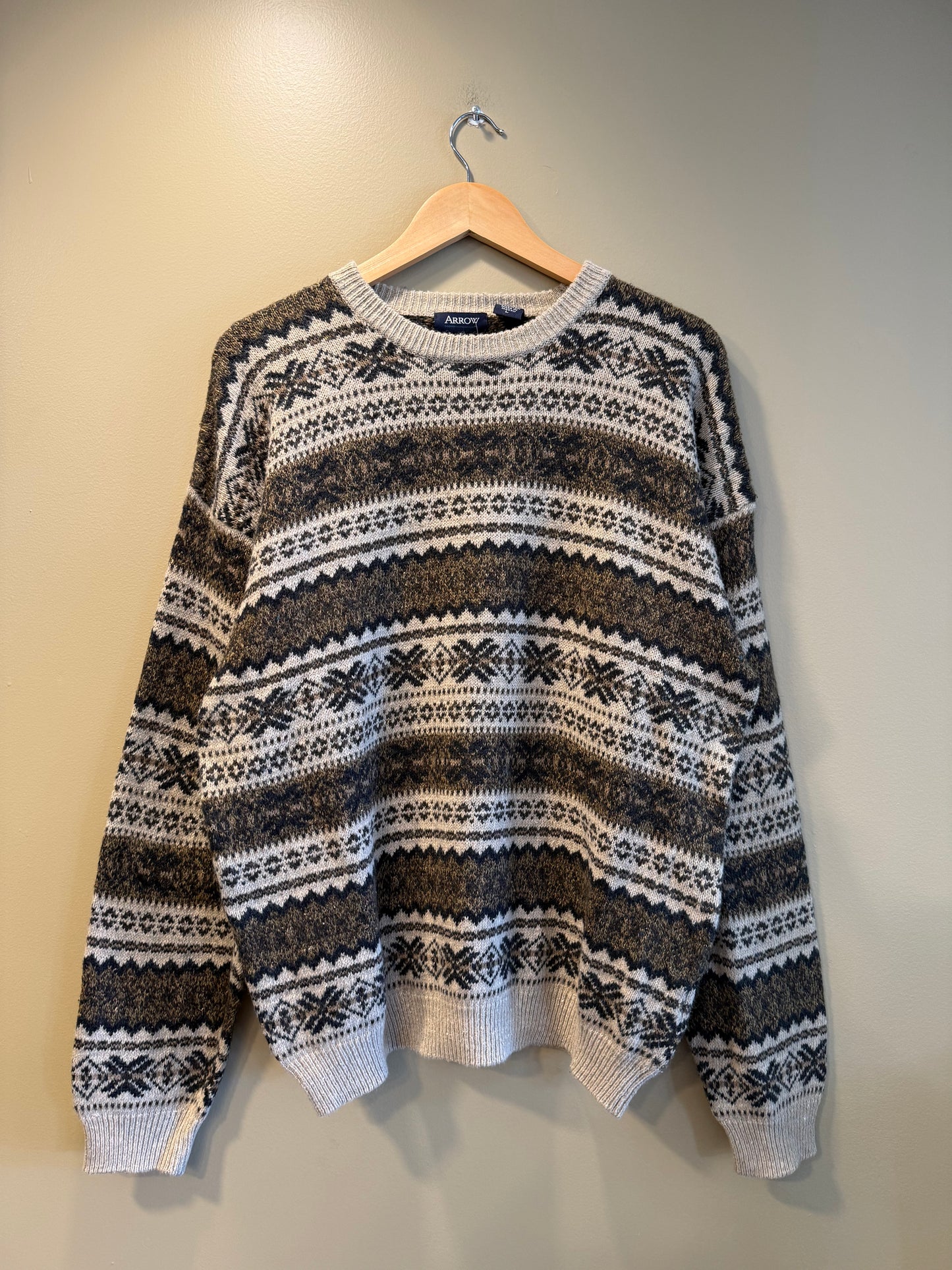 Vintage Arrow Patterned Neutrals Sweater- L