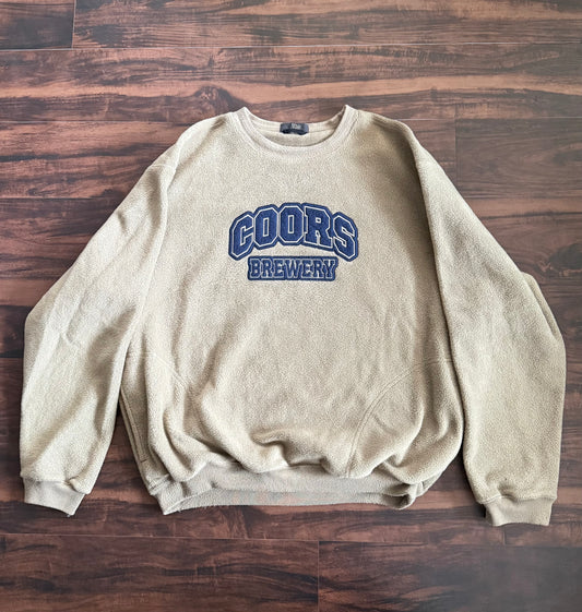 Vintage Coors Brewery Fleece Green Crewneck Sweatshirt- XXL