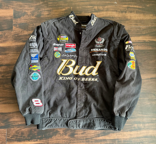 Vintage Chase Authentics Budweiser Dale Earnhardt Jr. Black Racing Jacket- M