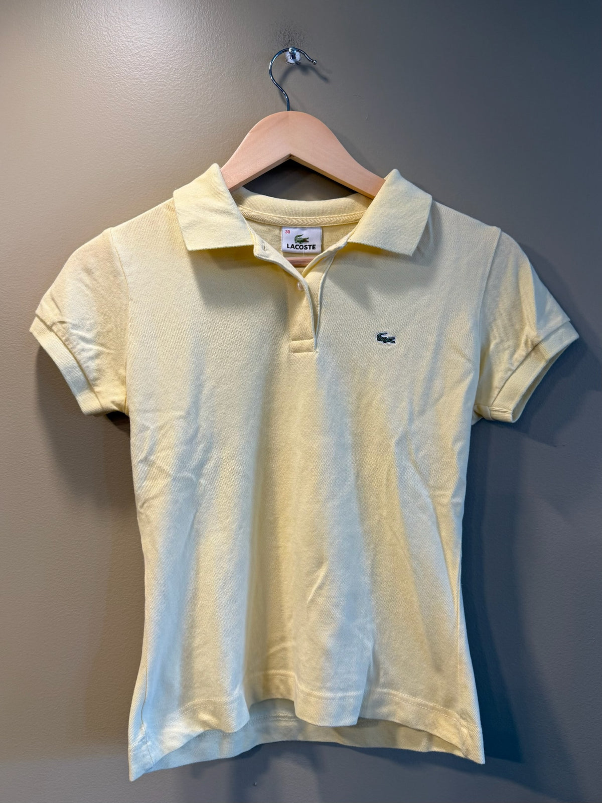 Vintage Y2K Lacoste Yellow Woman’s Fitted Polo T-Shirt - XS