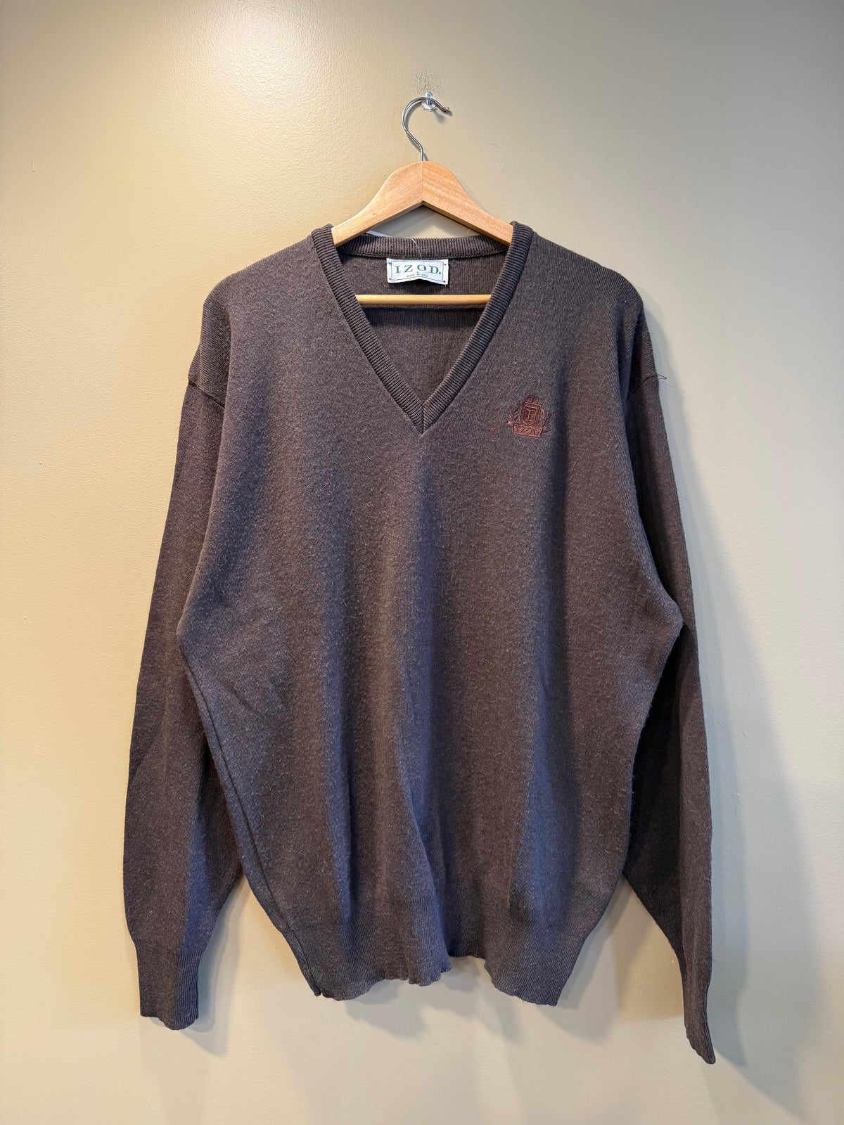 Vintage Izod Brown V-Neck Sweater- L