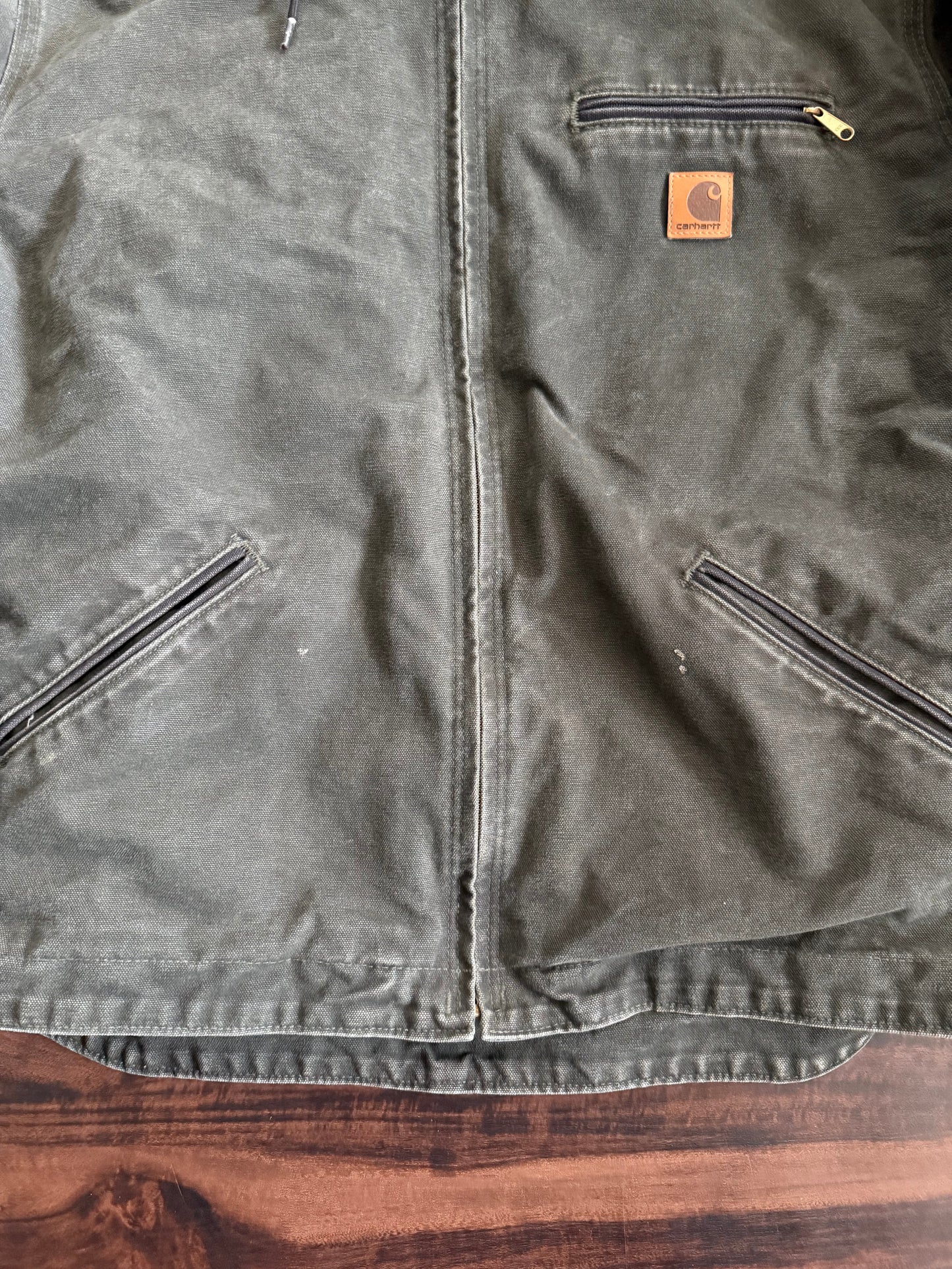Vintage Carhartt J141-MOS Hooded Fleece-Lined Jacket- L