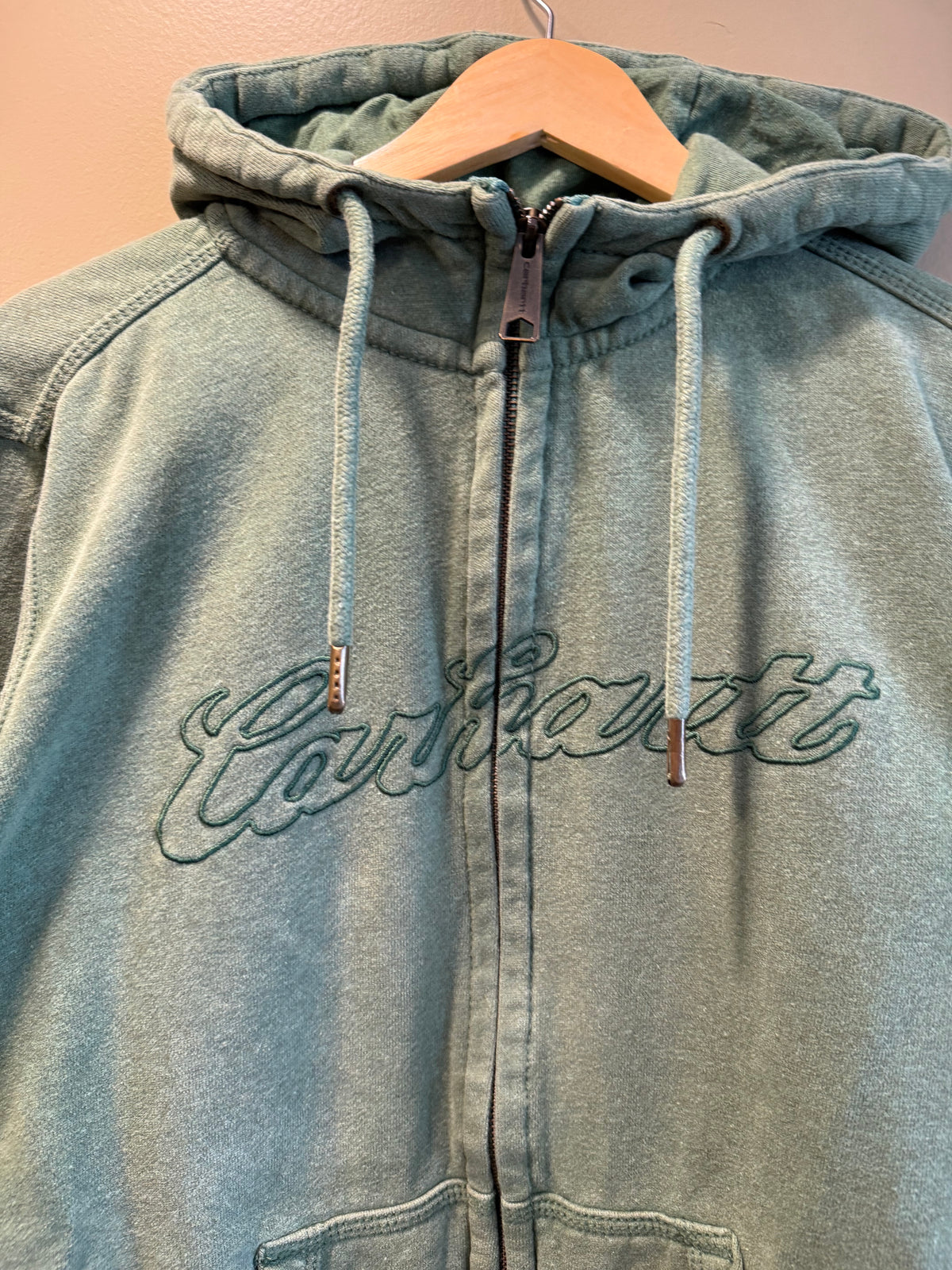 Carhartt For Women Green Zip-Up Hoodie Sweatshirt- L